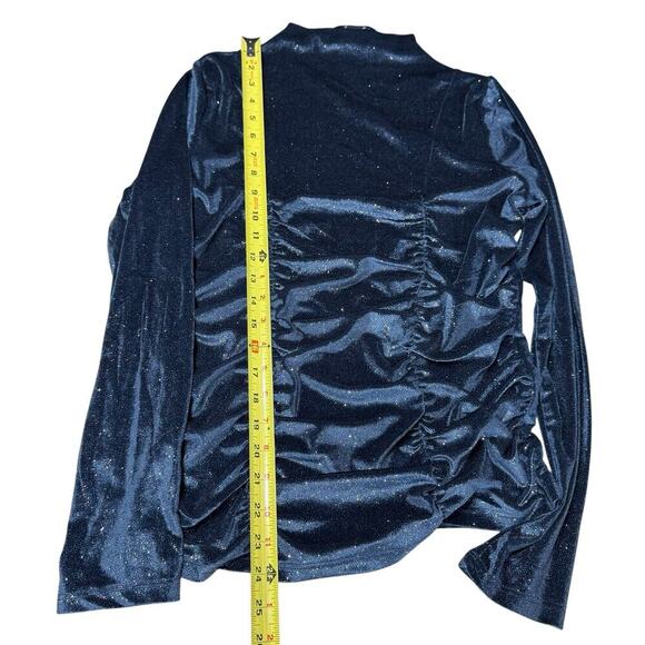 A Love Story Top Glitter Ruching Gray L/S Large Stretch Whimsical DarkFairy - Picture 8 of 8